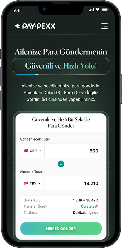 Paypexx mobil transfer ekrani